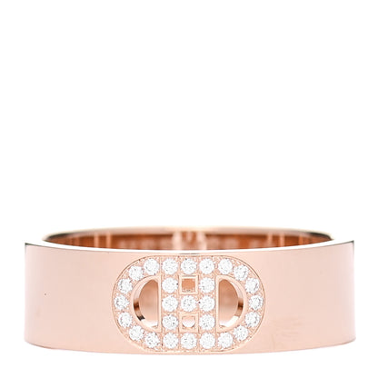 Hermes 18K Rose Gold Diamond PM H D'Ancre Ring 50 5.25 1 of 5