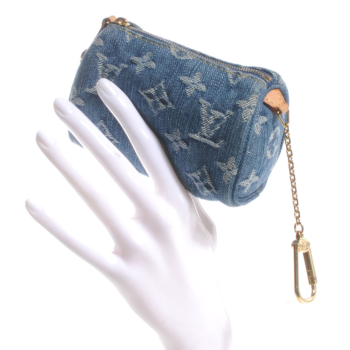 Monogram Denim Pochette Speedy PM Key Holder Blue