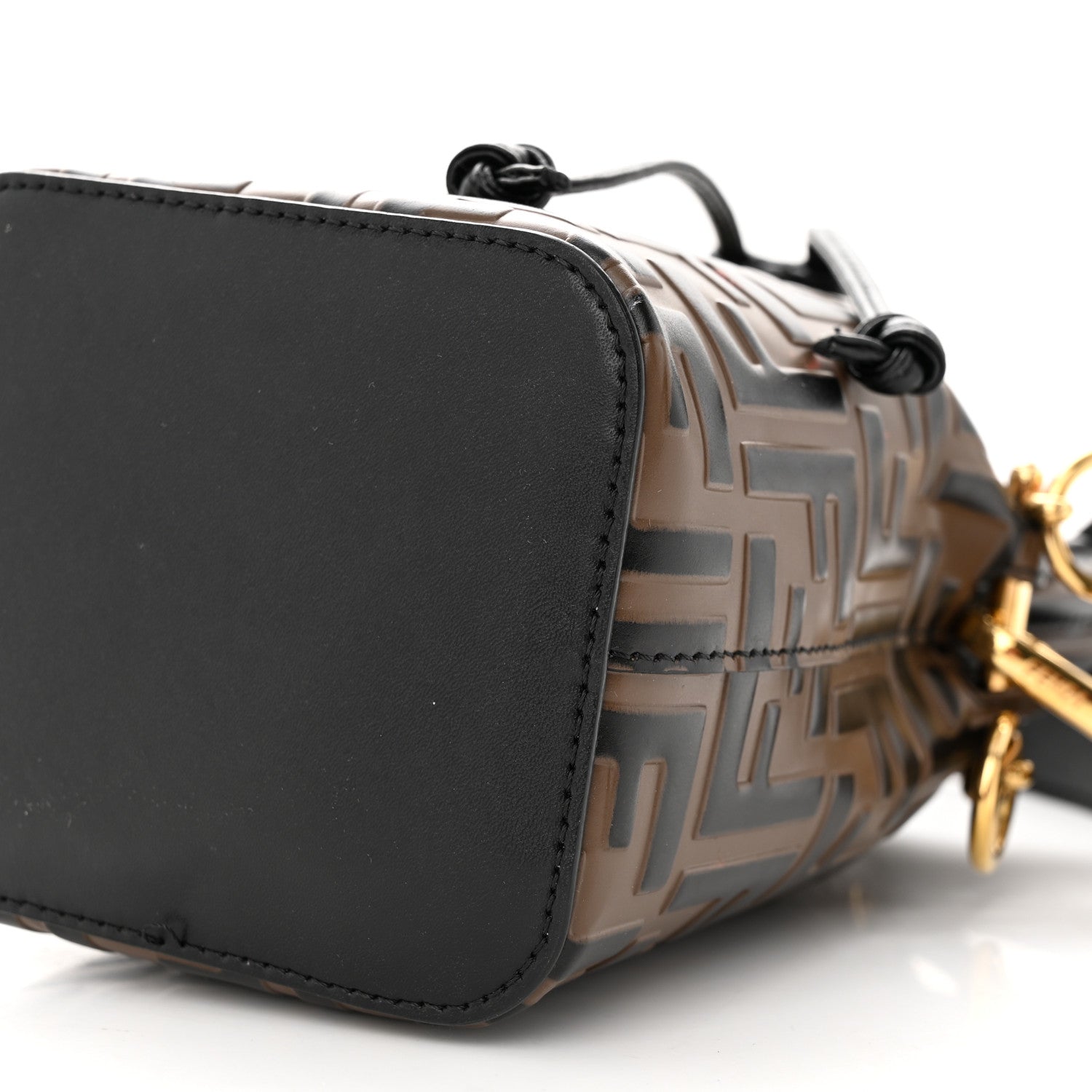 Fendi Vitello Liberty F is Fendi Bi-Color FF 1974 Embossed Mini Mon Tresor Bucket Bag Maya Black 10 of 14