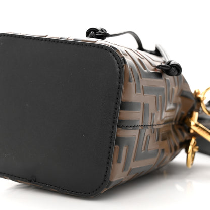 Fendi Vitello Liberty F is Fendi Bi-Color FF 1974 Embossed Mini Mon Tresor Bucket Bag Maya Black 10 of 14