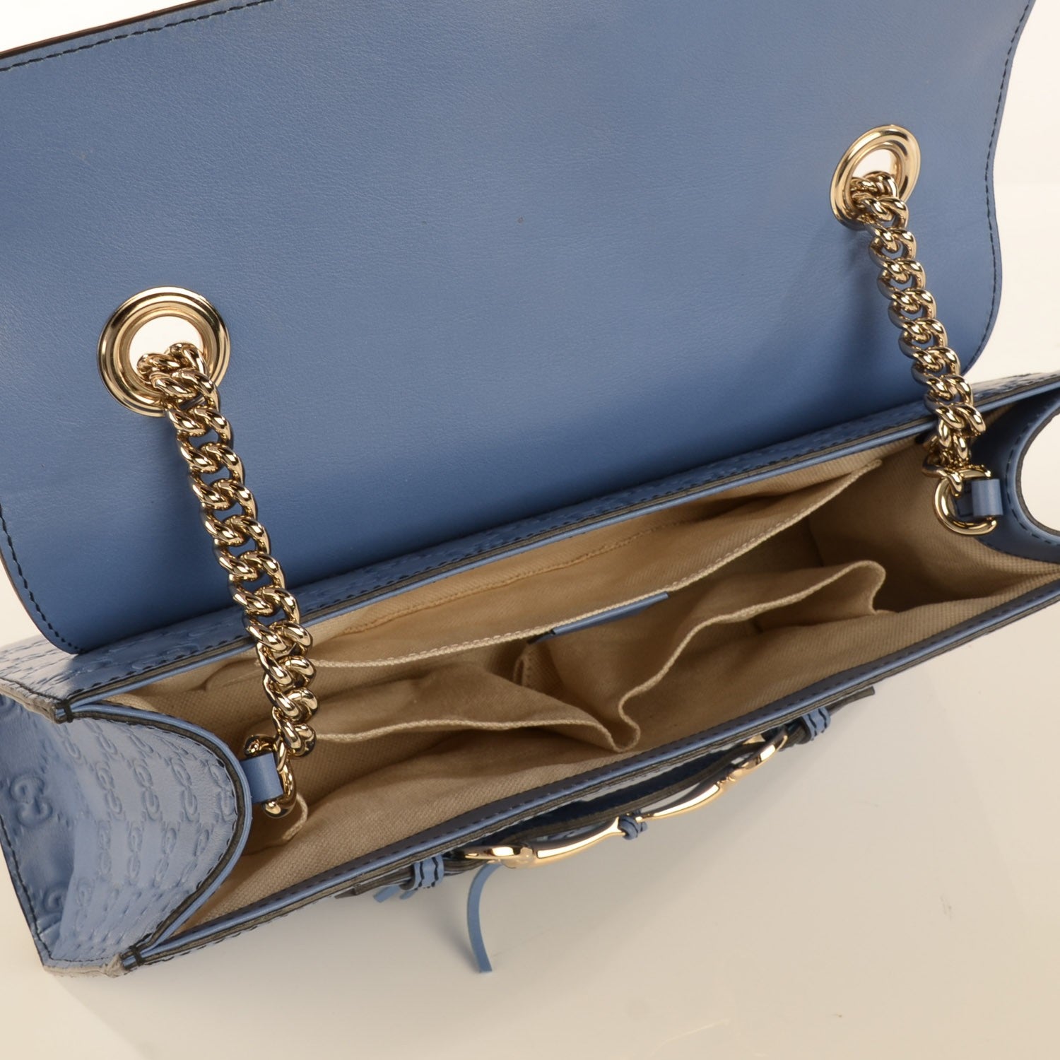 Gucci Soft Guccissima Medium Emily Chain Shoulder Bag Mineral Blue 6 of 8