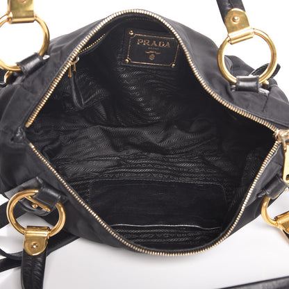 Prada Tessuto Nylon Jacquard Logo Aviator Satchel Black 6 of 15