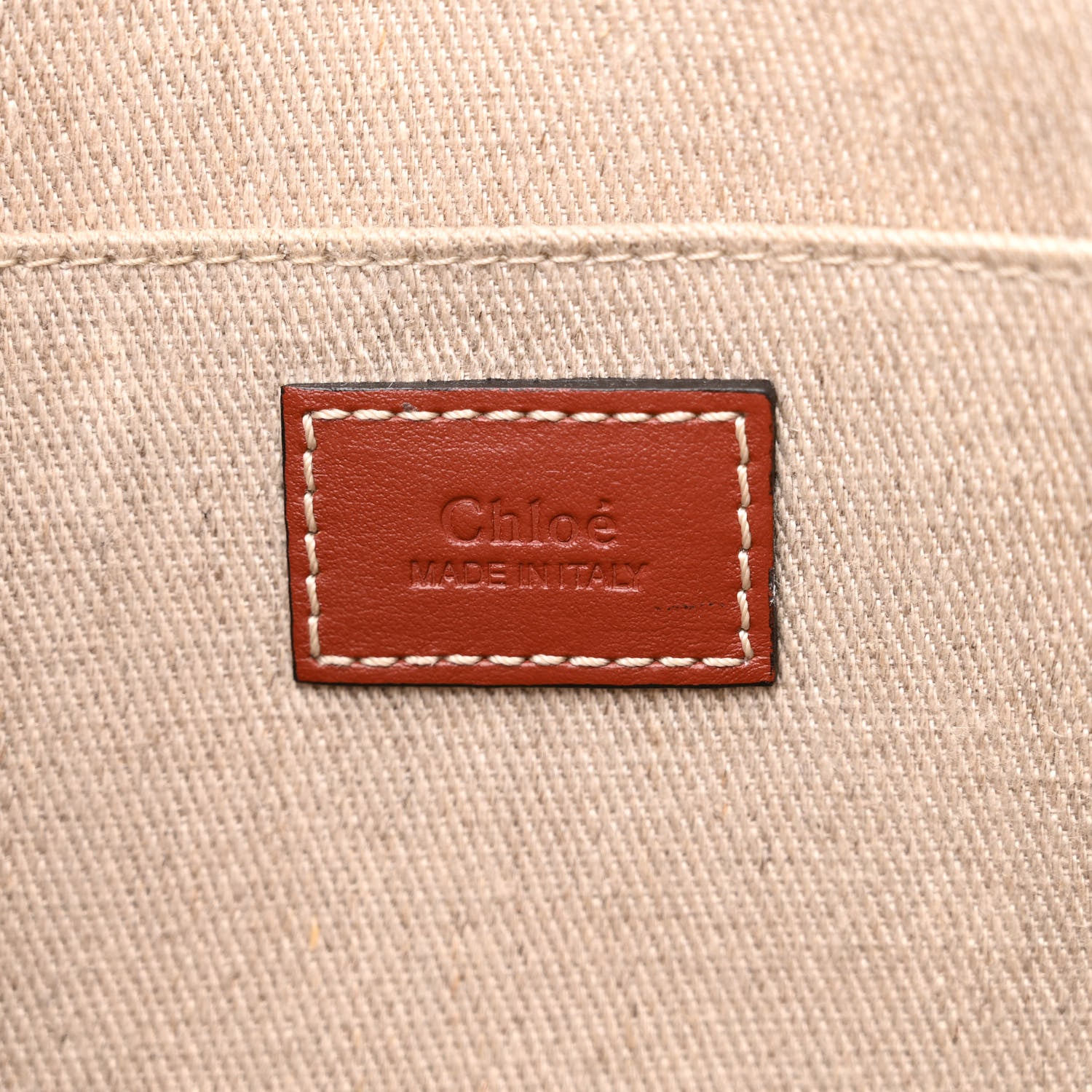 Chloe Linen Calfskin Medium Woody Ribbon Tote White Brown 6 of 17
