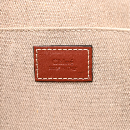 Chloe Linen Calfskin Medium Woody Ribbon Tote White Brown 6 of 17
