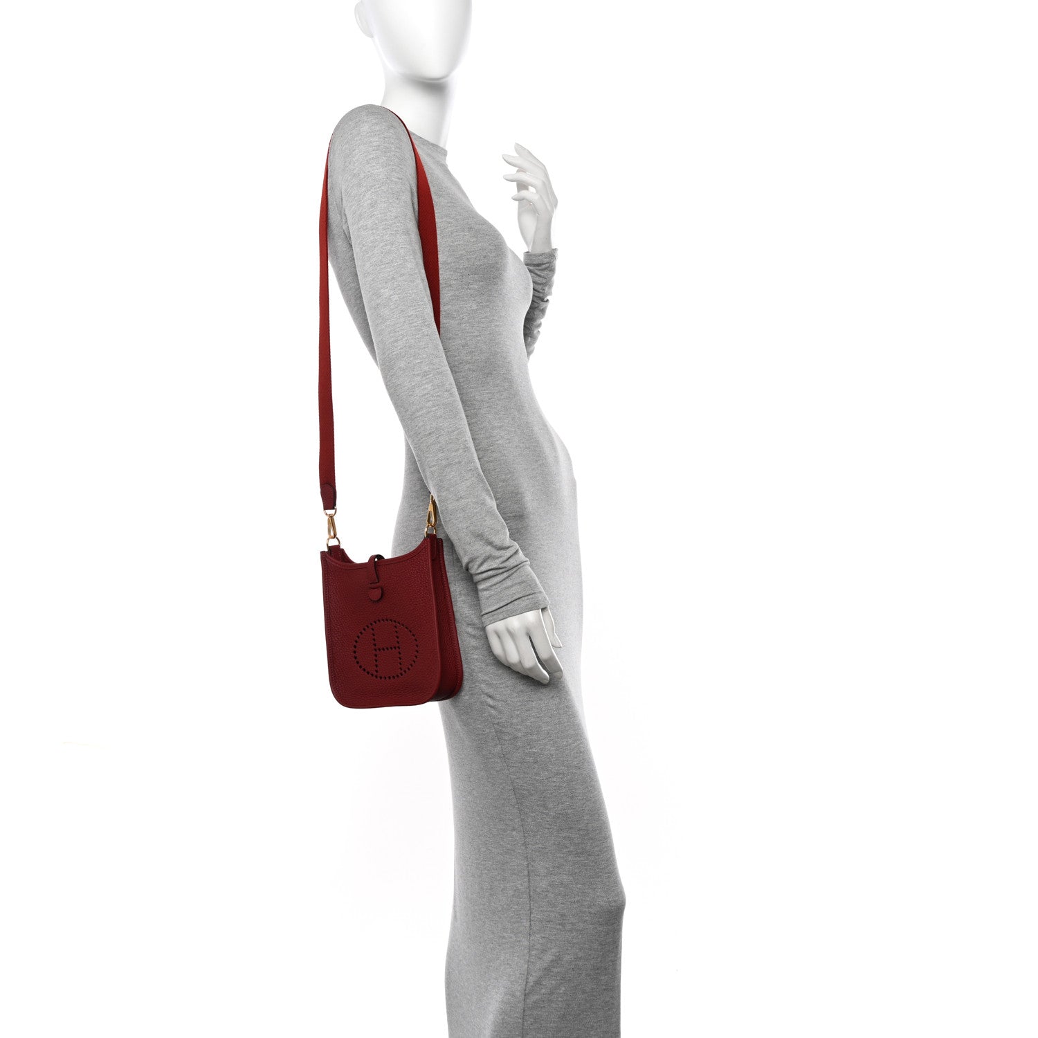 Hermes Taurillon Clemence Amazone Evelyne TPM Rouge H 2 of 12