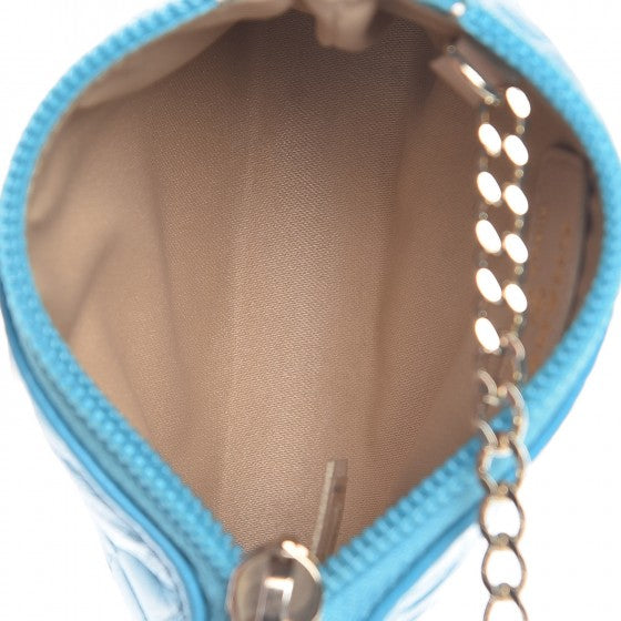 Chanel Lambskin Camellia Embossed Key Holder Case Turquoise 5 of 8