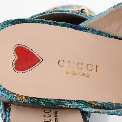 Gucci Iridescent Brocade Womens Princetown Slippers 39 Azure Multicolor Oro 6 of 8