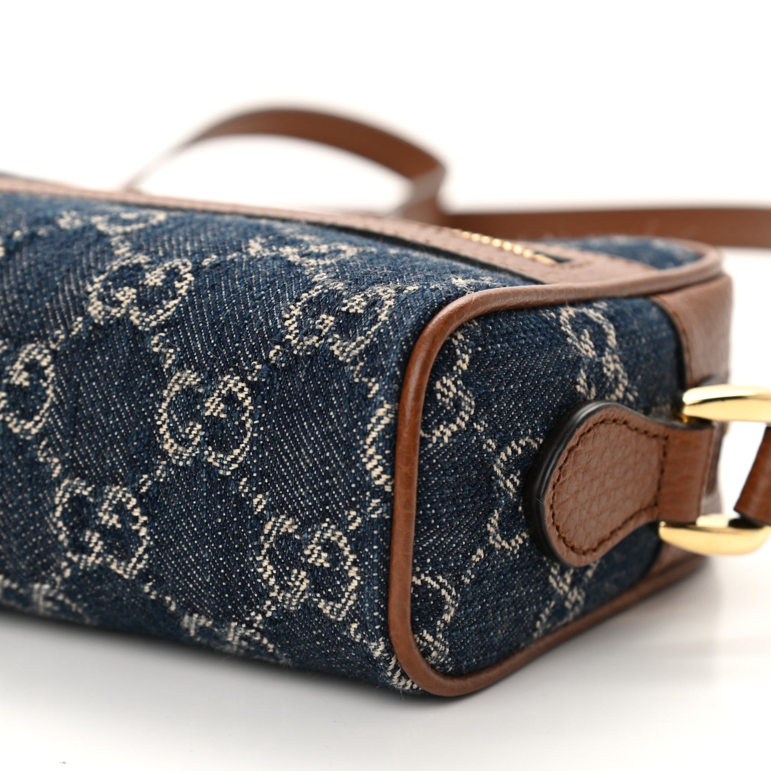 Gucci New Denim GG Monogram Dollar Calfskin Mini Ophidia Shoulder Bag Blue Tea Cuir Epilog 10 of 11