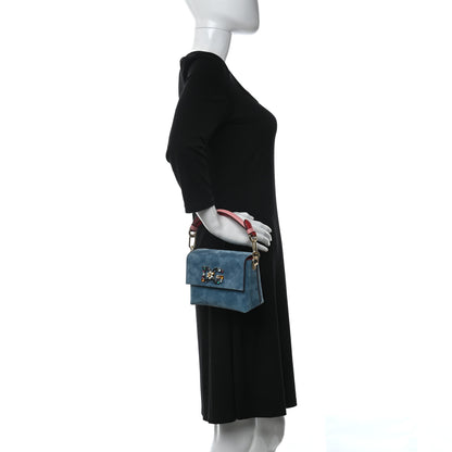 Dolce & Gabbana Suede Crystal Millennials Mini Top Handle Bag Blue Red 2 of 10