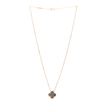 Van Cleef & Arpels 18K Rose Gold Gray Mother of Pearl Vintage Alhambra Pendant Necklace 2 of 5