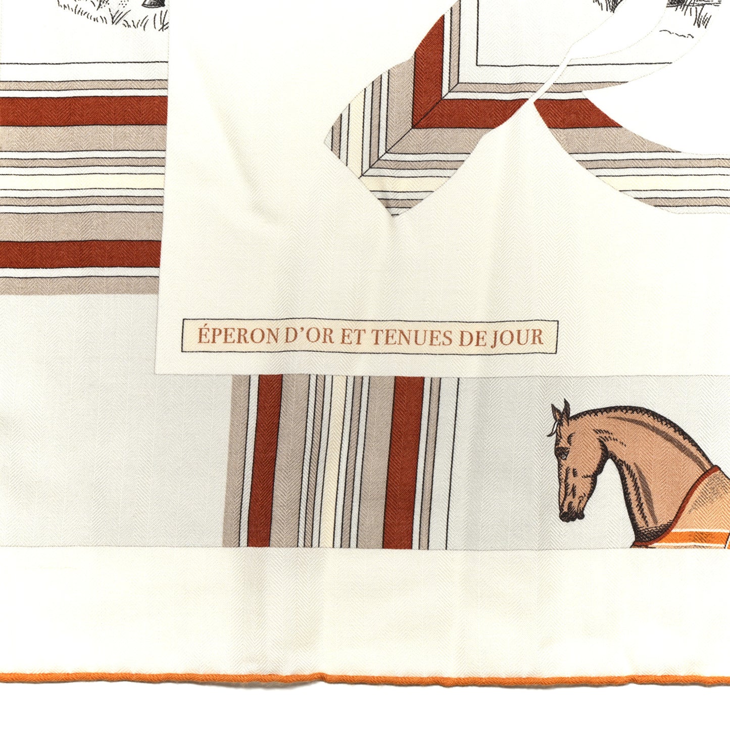 Cashmere Silk Eperon D'Or Et Tenues Shawl 140 White Caramel Orange Cuit