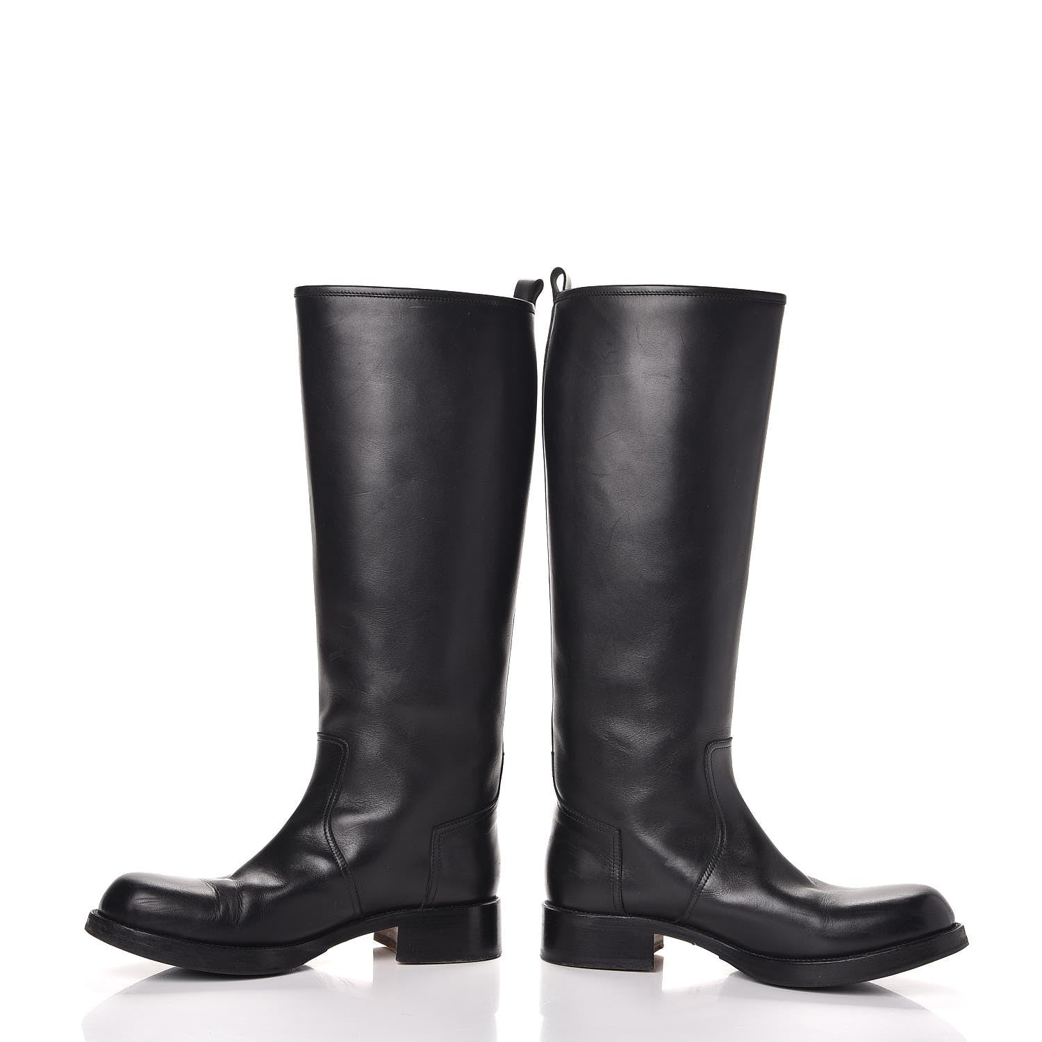 Hermes Box Calfskin Equestrian Land Boots 38 Black 5 of 12