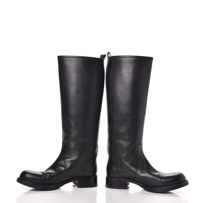 Hermes Box Calfskin Equestrian Land Boots 38 Black 5 of 12
