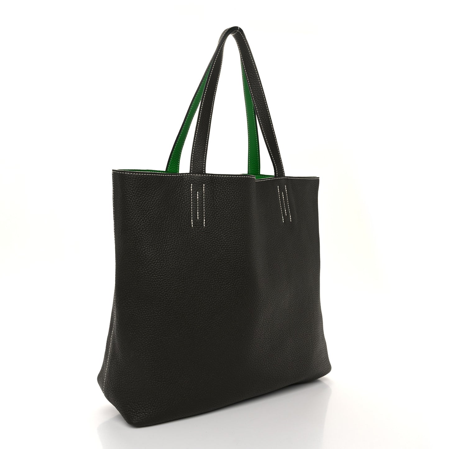 Taurillon Clemence Double Sens 36 Reversible Tote Vert De Gris Bamboo