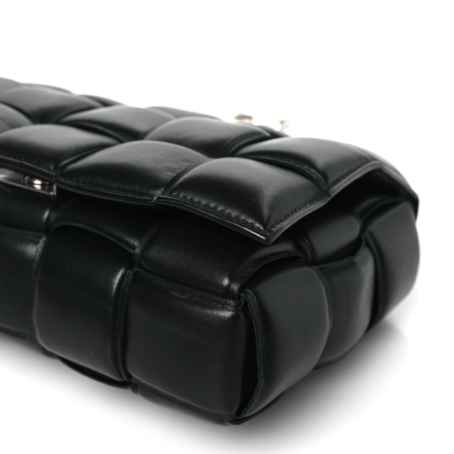 Lambskin Maxi Intrecciato Padded Chain Cassette Crossbody Bag Black