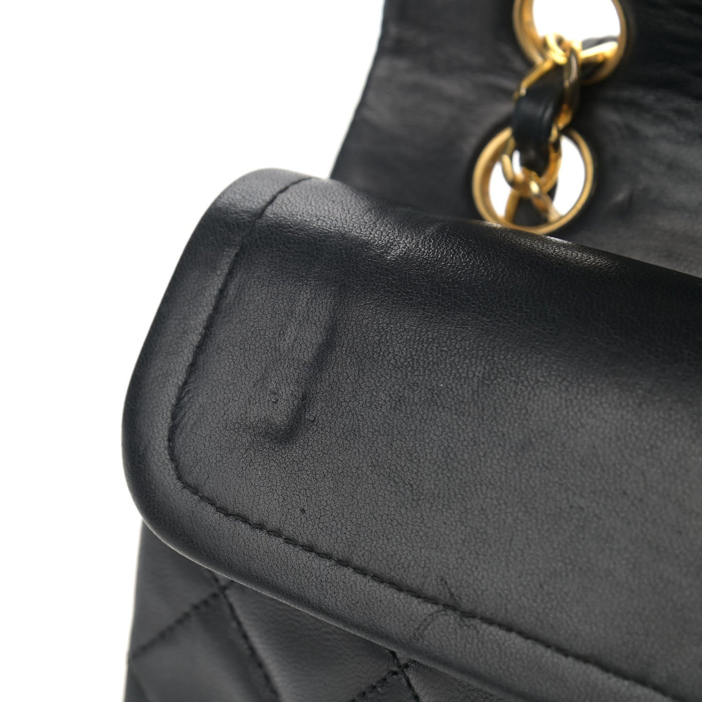 Lambskin Quilted Small Double Flap Black