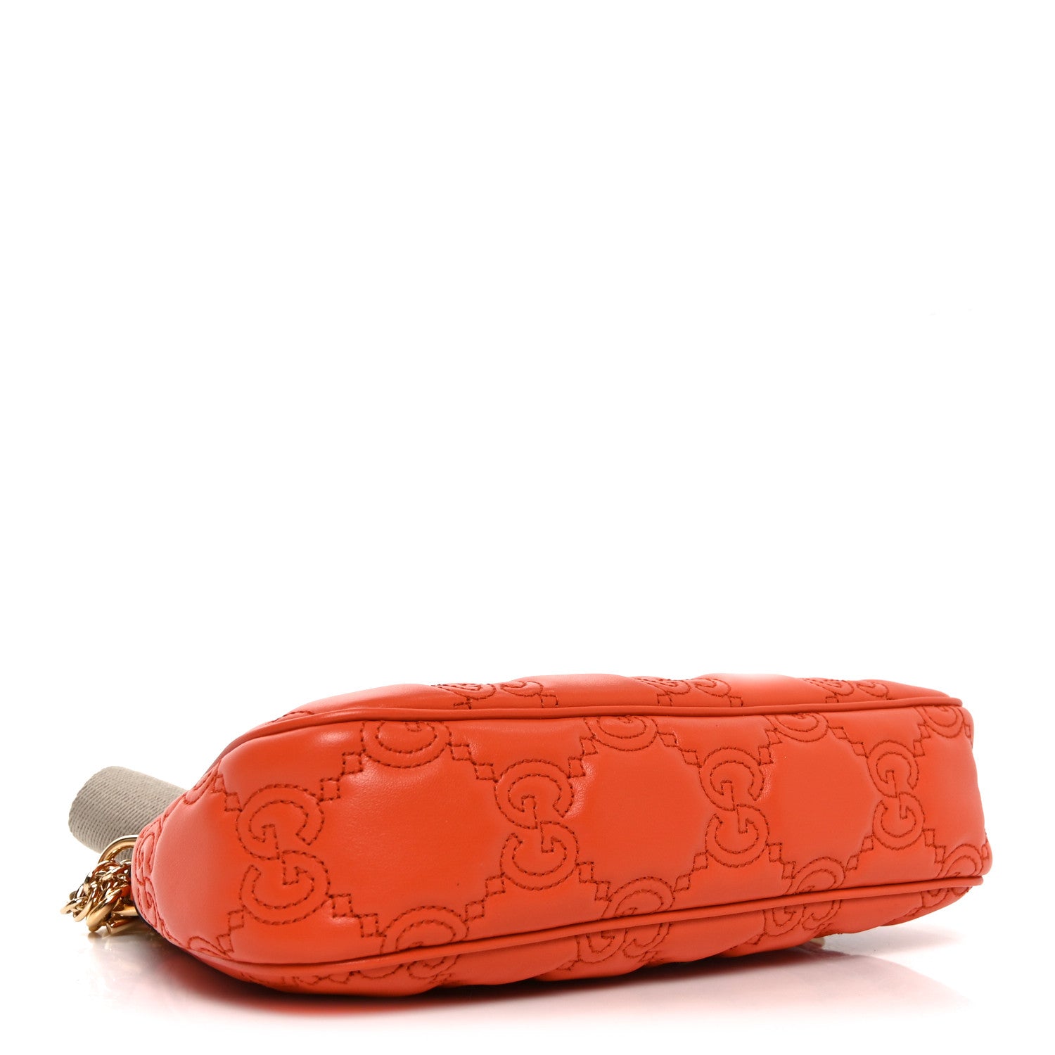 Gucci Calfskin GG Matelasse Chain Handbag Deep Orange Natural 4 of 10
