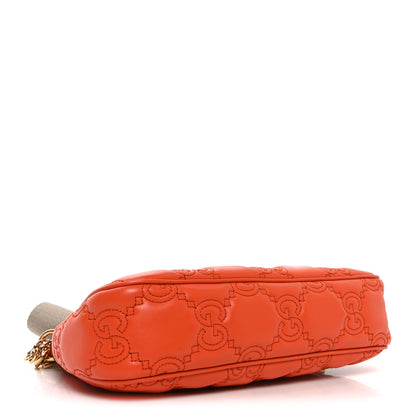 Gucci Calfskin GG Matelasse Chain Handbag Deep Orange Natural 4 of 10