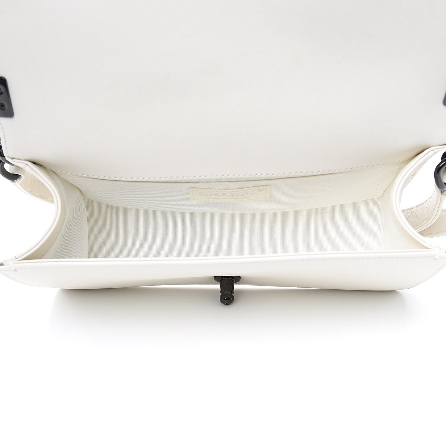 Calfskin Quilted Medium Boy Flap White