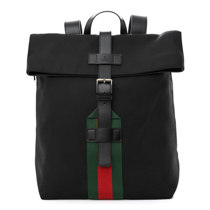 Gucci Techno Canvas Web Single Buckle Backpack Black 1 of 10