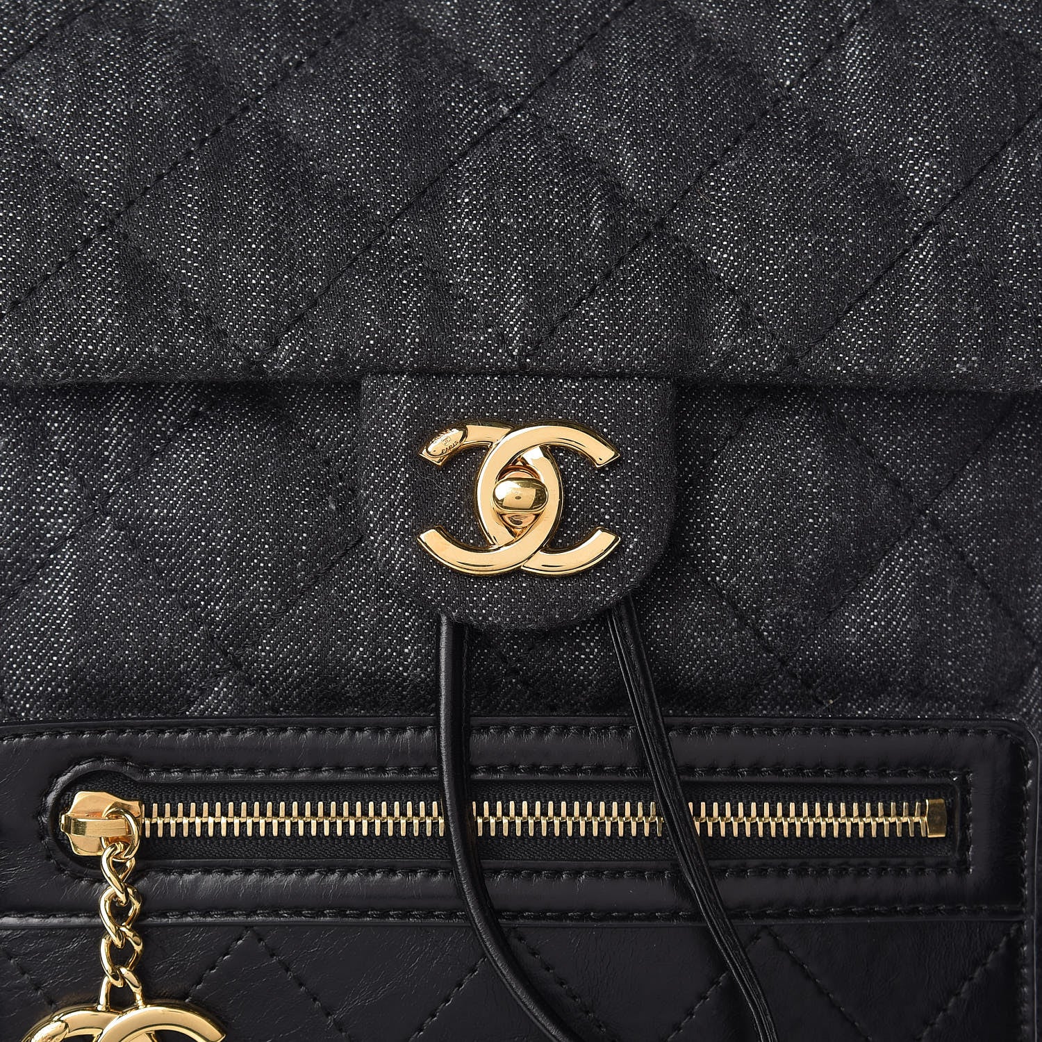 Chanel Denim Calfskin Quilted Backpack Dark Grey Black 14 of 14