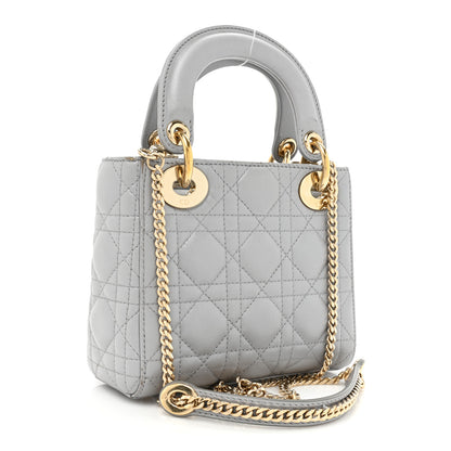 Christian Dior Metallic Lambskin Cannage Mini Lady Dior Grey 3 of 17