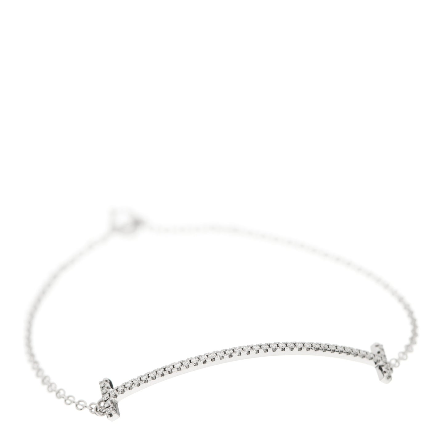 18K White Gold Diamond T Smile Bracelet