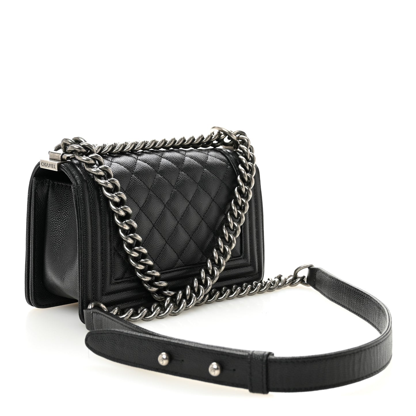 Caviar Quilted Small Boy Flap Black