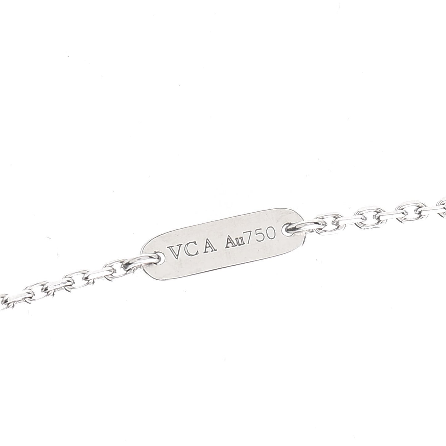 18K White Gold Mother of Pearl Vintage Alhambra Pendant Necklace