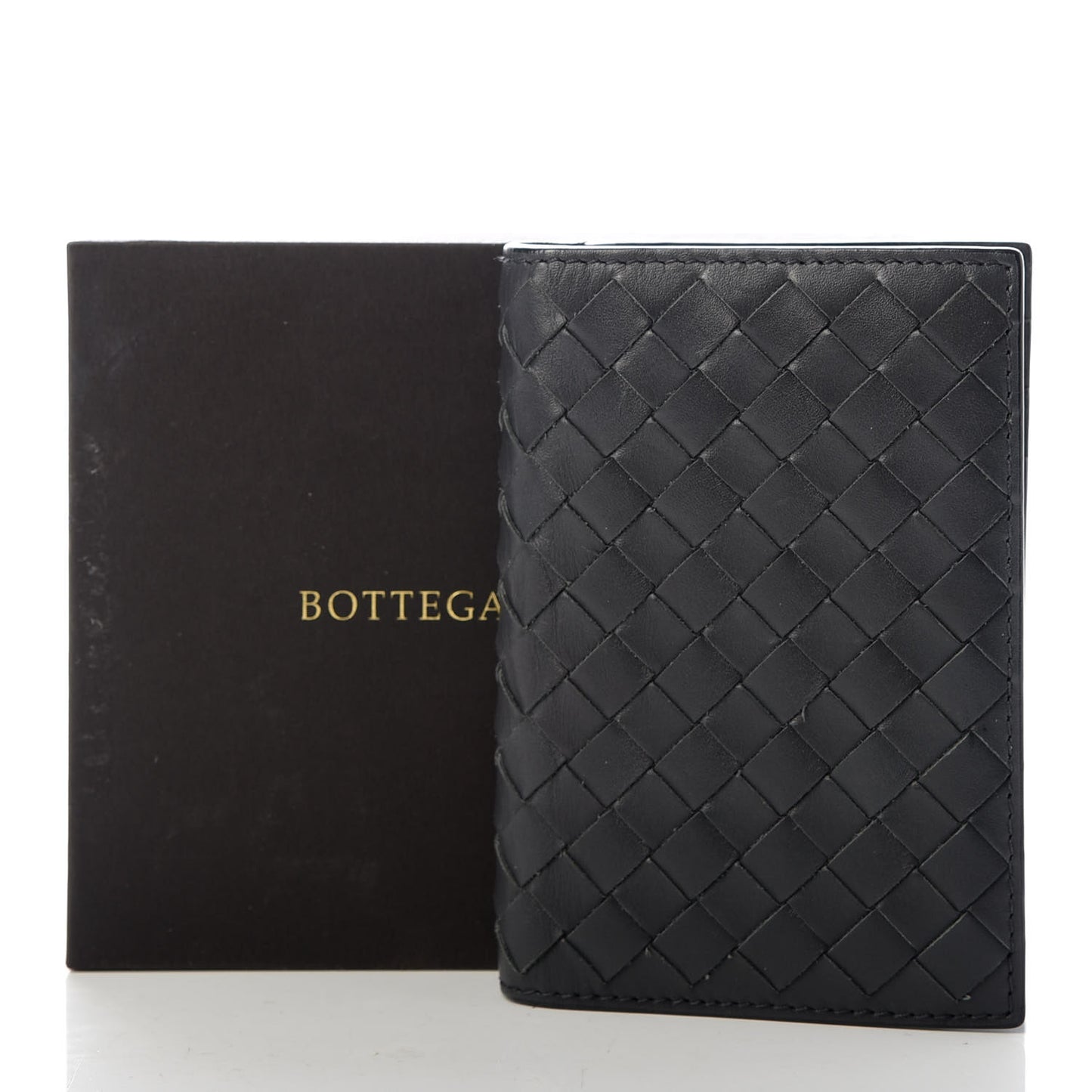 Nappa Intrecciato Bi-Fold Card Holder Black