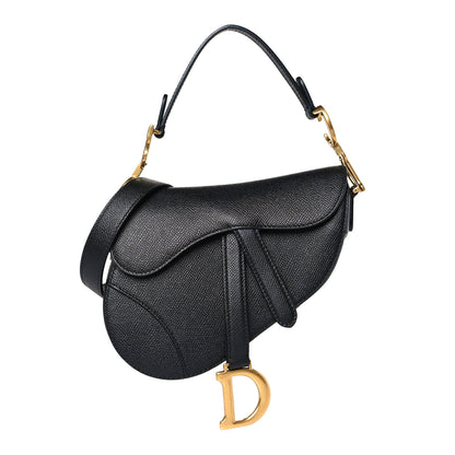 Christian Dior Grained Calfskin Mini Saddle Bag With Strap Black 1 of 9