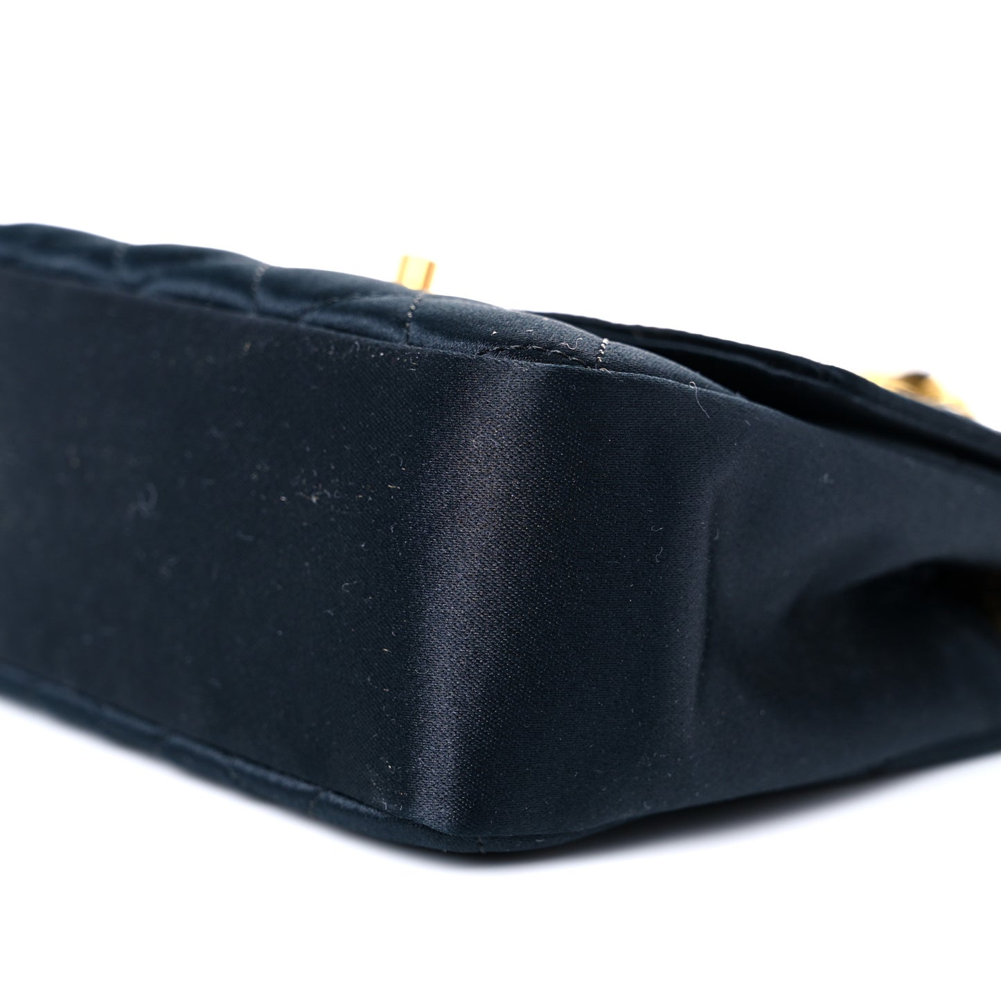 Satin Quilted Extra Mini Rectangular Flap Navy