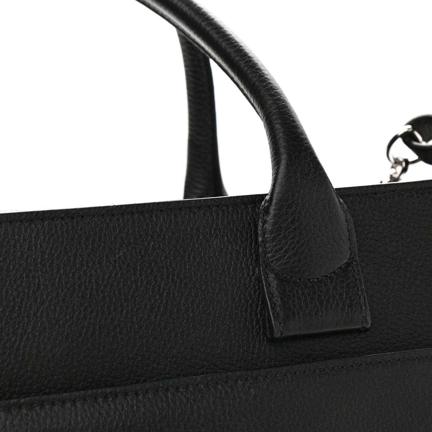 Grained Calfskin Medium Neo Executive Shopper Tote Black