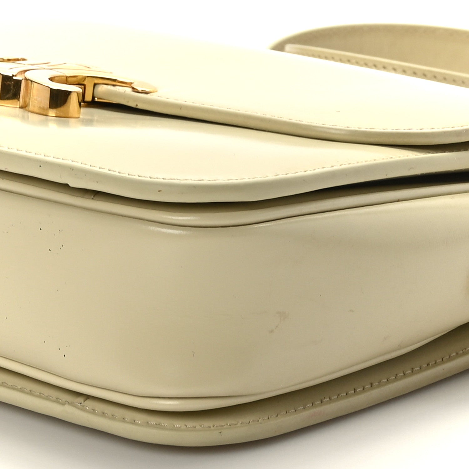 Celine Shiny Calfskin Medium Triomphe Limestone 8 of 9