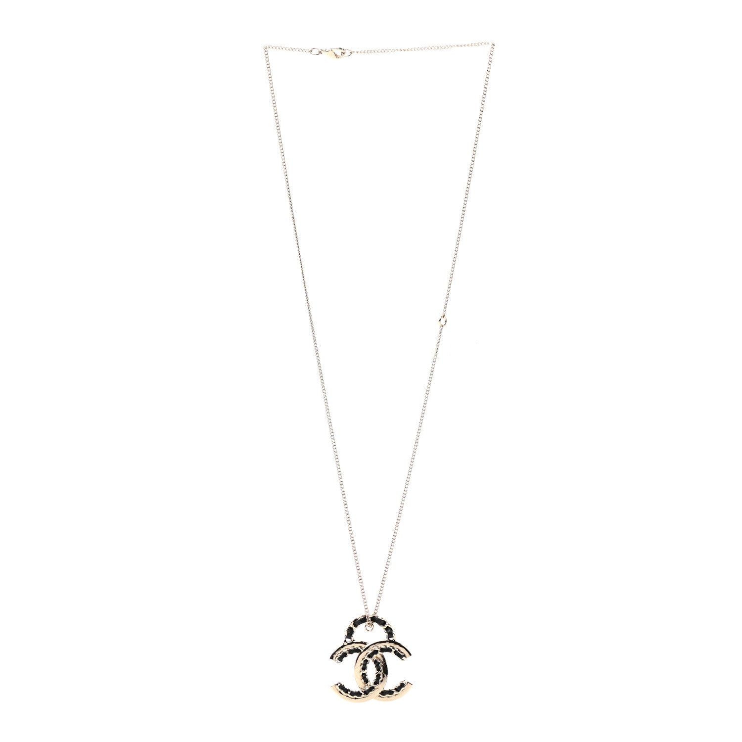 Chanel Lambskin CC Chain Necklace Gold Black 3 of 5