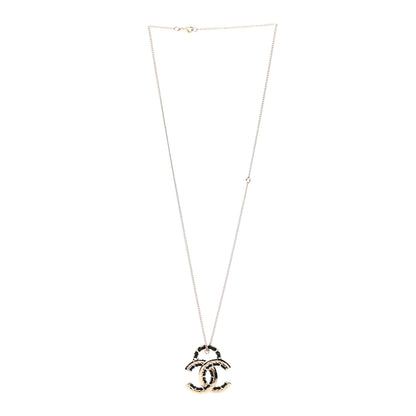 Chanel Lambskin CC Chain Necklace Gold Black 3 of 5