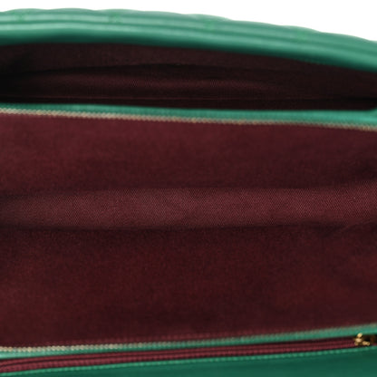 Chanel Shiny Sheepskin Quilted Large Trapezio Flap Green 5 of 10