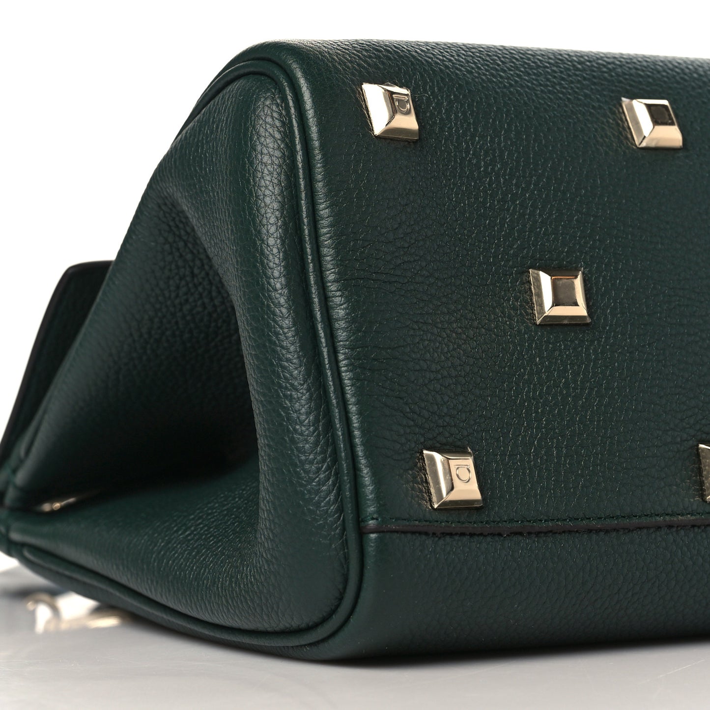 Hammered Calfskin Medium Studio Top Handle Bag Dark Green