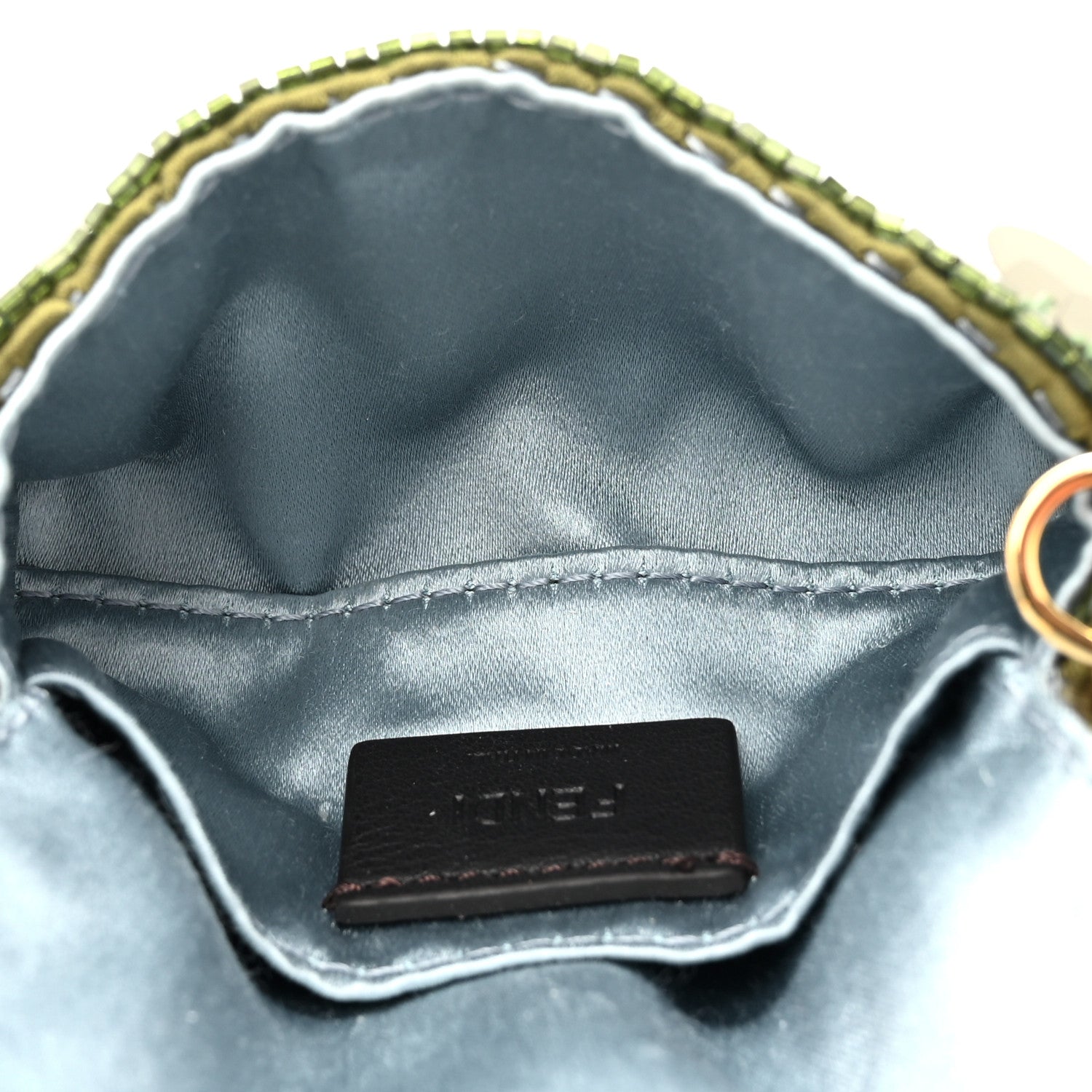 Fendi Sequin Paillettes Shiny Nappa Sex and the City Nano Maxi Buckle Baguette Charm Avocado 5 of 10