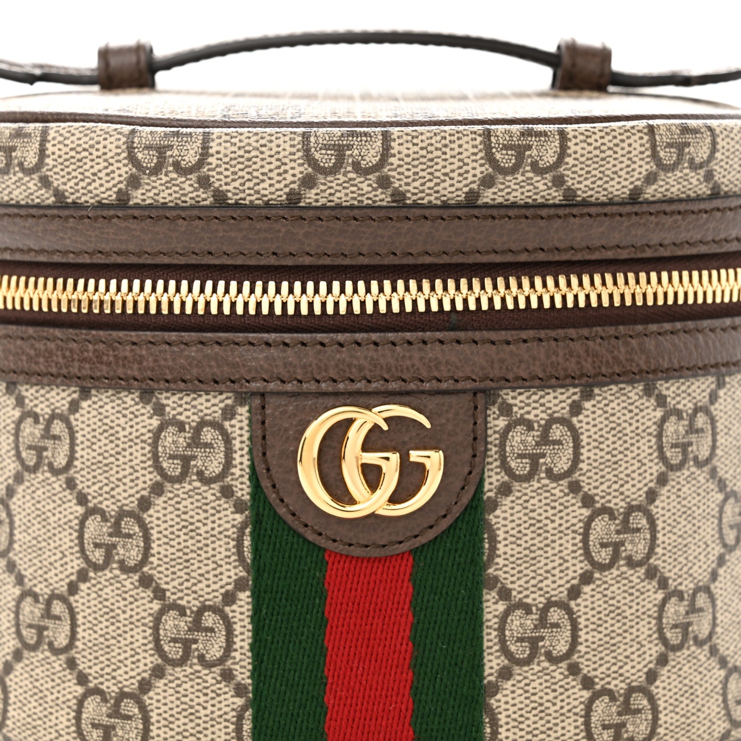 Gucci GG Supreme Monogram Textured Calfskin Web Ophidia Vanity Cosmetic Case Beige Ebony New Acero 8 of 10
