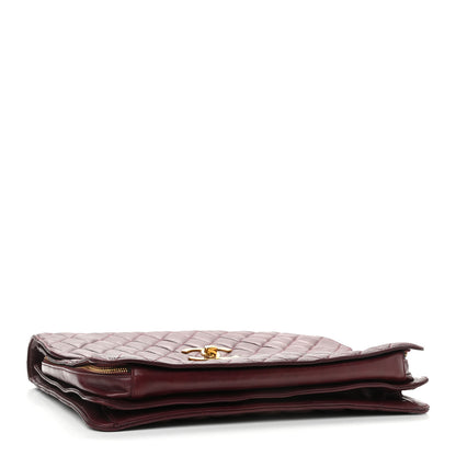 Chanel Lambskin Quilted Briefcase Laptop Bag Burgundy 4 of 15