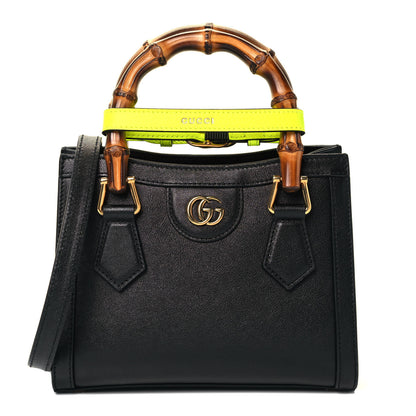 Gucci Wonka Grain Calfskin Mini Diana Tote Bag Black Yellow Fluo 1 of 10