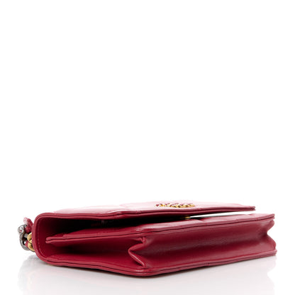 Chanel Shiny Goatskin Quilted Chanel 19 Wallet On Chain WOC Rouge 4 of 12