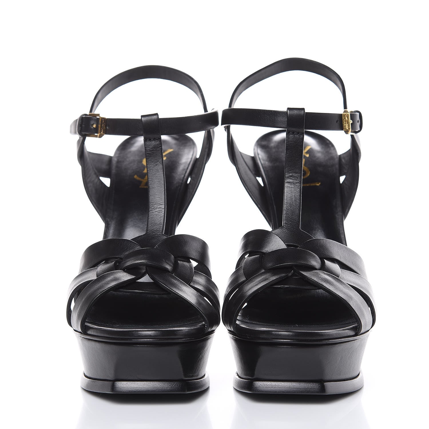 Saint Laurent Calfskin Tribute 105 Platform Sandals 41 Black 2 of 9