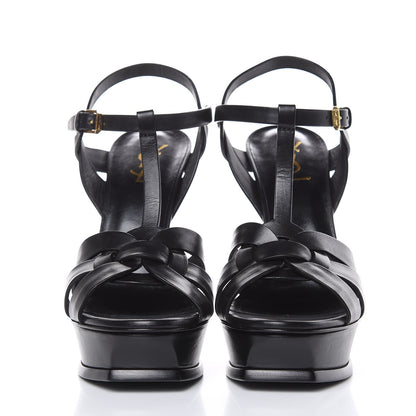 Saint Laurent Calfskin Tribute 105 Platform Sandals 41 Black 2 of 9