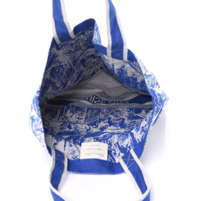 Christian Dior Canvas Print Cruise Tote Ivory Blue 7 of 9