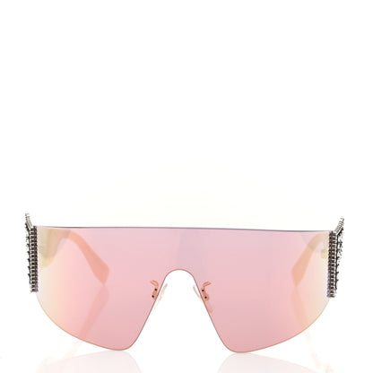 Fendi Mirrored Crystal Embellished FFreedom Shield Sunglasses FF 0382/S Pink 2 of 8