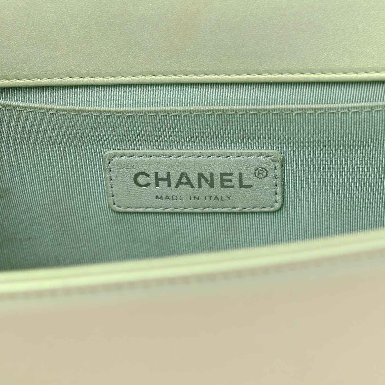 Chanel Iridescent Lambskin Chevron Quilted Medium Boy Flap Green 6 of 17