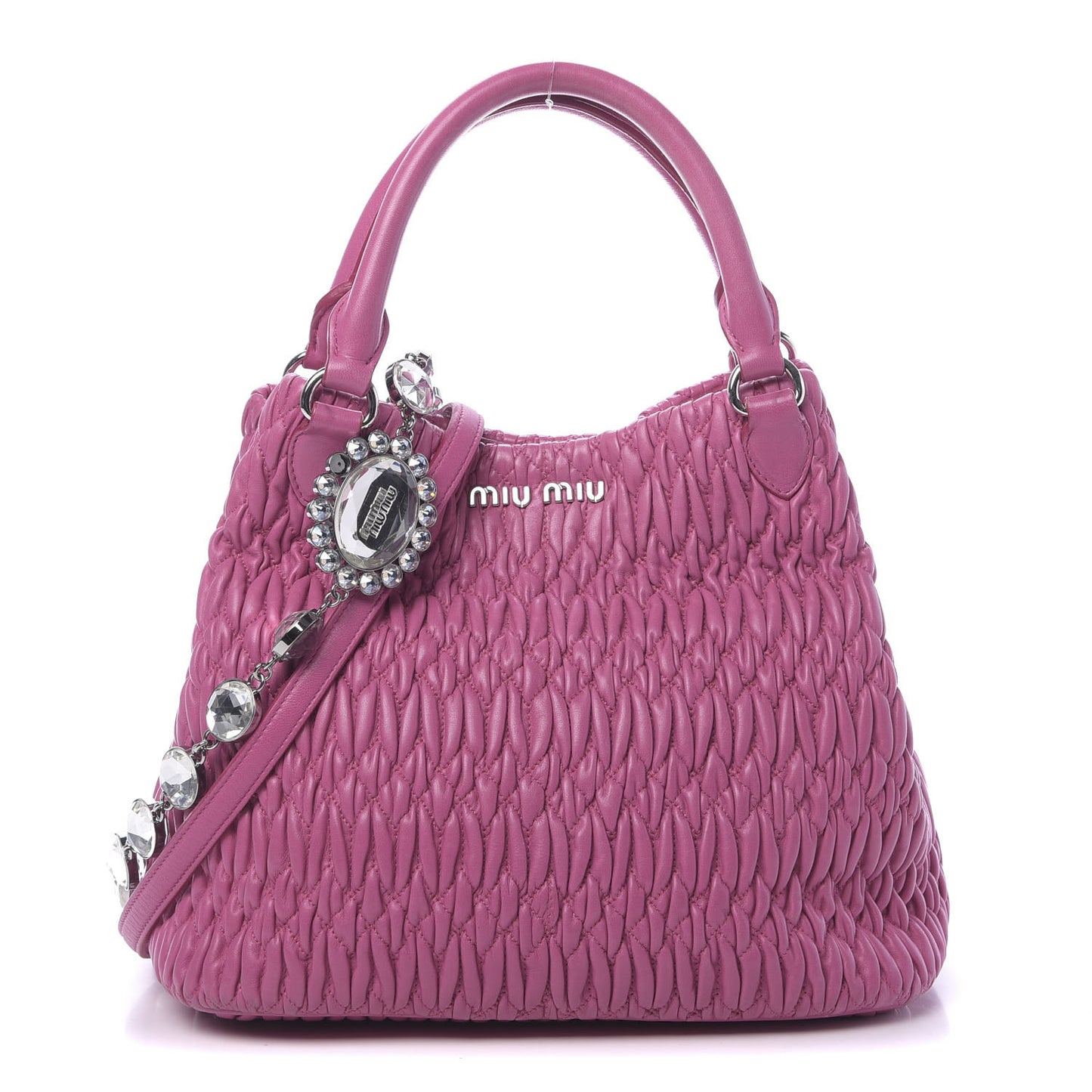 Nappa Matelasse Swarovski Crystal Tote Fuxia