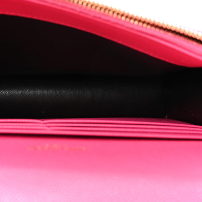Saint Laurent Grain De Poudre Matelasse Chevron Monogram Envelope Chain Wallet Fresh Fuchsia 5 of 10